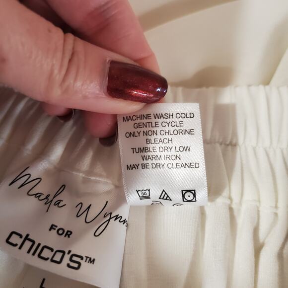 Marla Wynne X Chicos NWT Chiffon Wide Leg Crop Pull On Pants Size L Cloud White - Picture 7 of 10